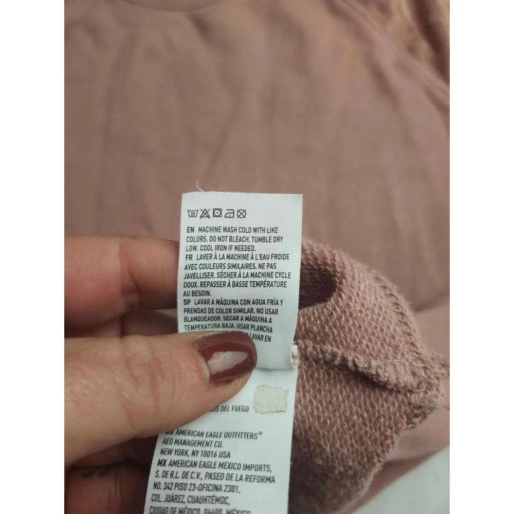 American Eagle Outfitters Mauve Pink Velour Sleeve Sweatshirt Womens Large